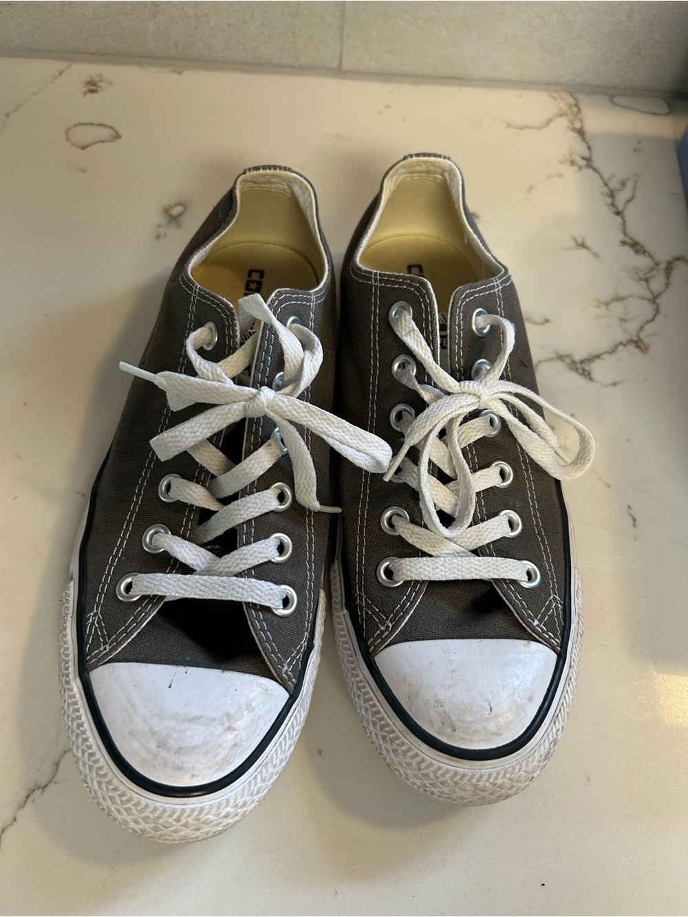 Converse Women’s Size 9 Low-Top Canvas Sneakers in Dark Gray with White Accents